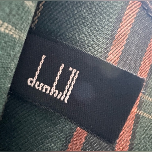 Dunhill Authentic Clutch Bag Second Bag Gray Brown Leather Green Plaid Lining! - Picture 14 of 14